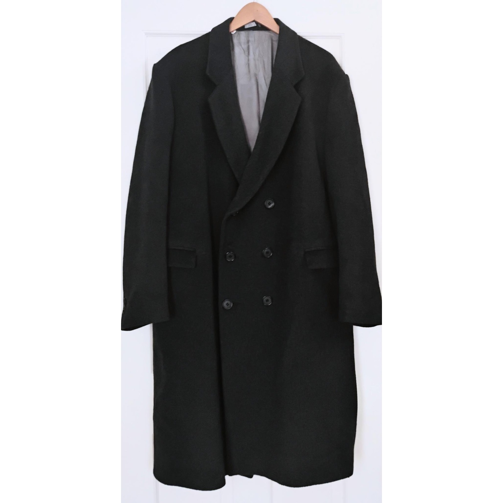 Vintage Mens Wool Trench Size 48 Grey Double Breasted Overcoat Usa The Sovereign